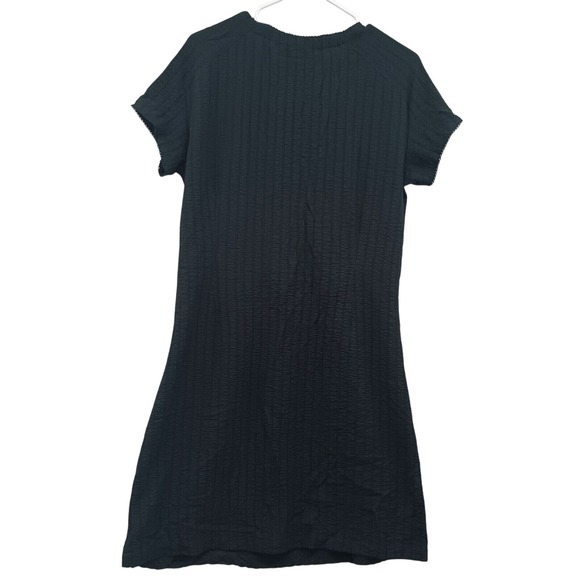 Woolrich Women Black Casual Dress Size Large Knee Length Cap Sleeve Lightweight - Picture 2 of 8